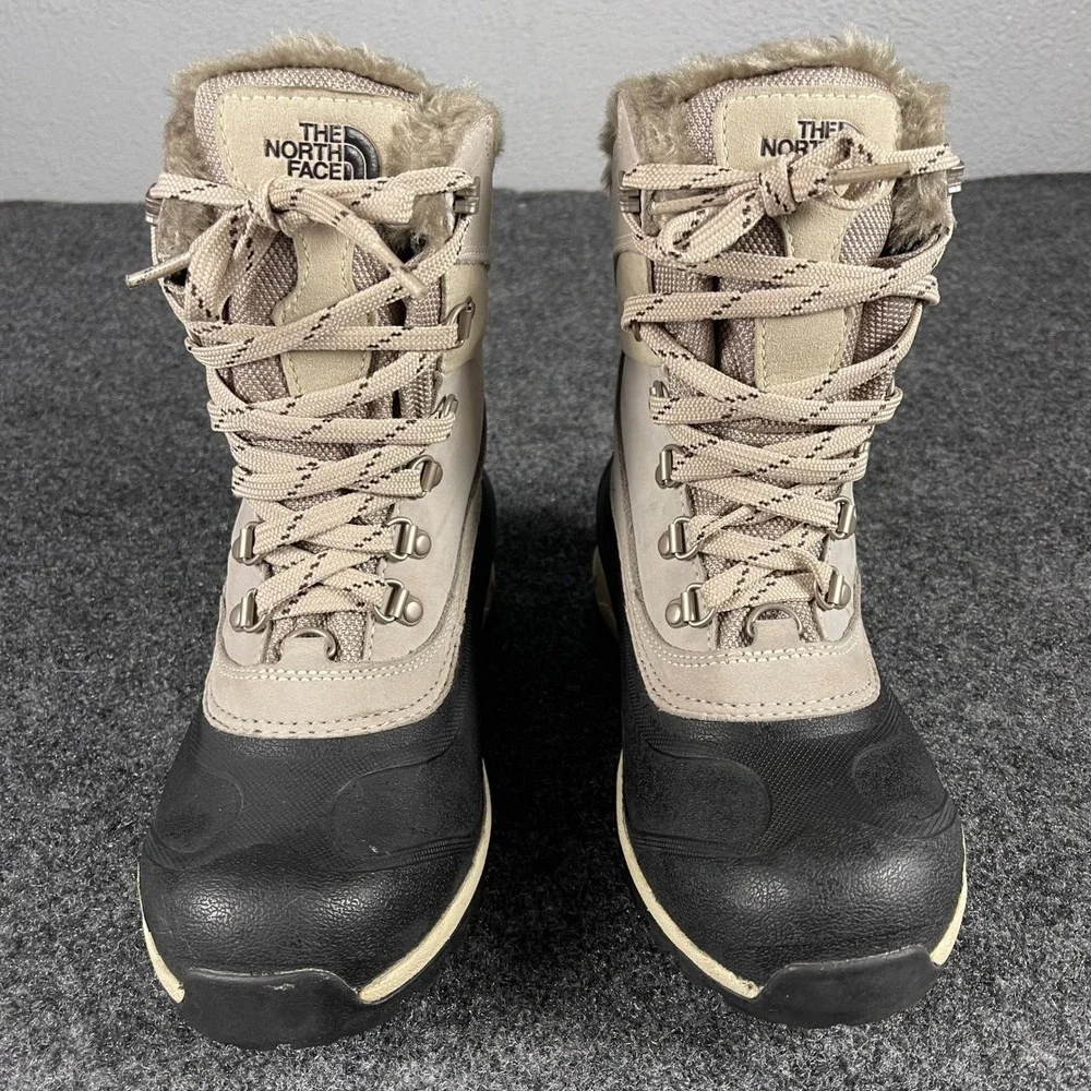 The North Face Womens Size 6 Chilkat Snow Boots Faux Fur Winter Waterproof
